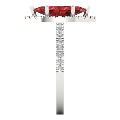 2.38 cttw Natural Garnet Hidden Halo Engagement Ring - Solid White Gold  (VVS1, Marquise Cut,12x6mm )
