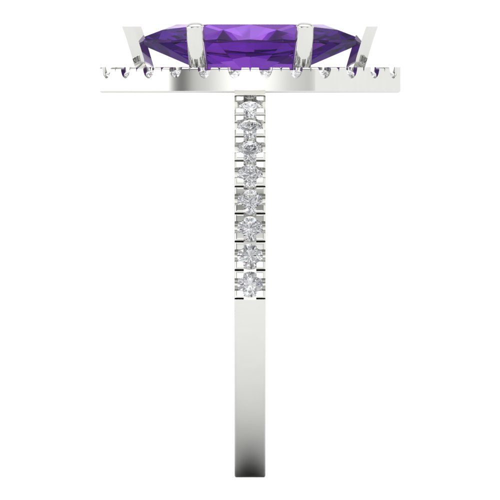 2.38 cttw Natural Amethyst Hidden Halo Engagement Ring - Solid White Gold  (VVS1, Marquise Cut,12x6mm )