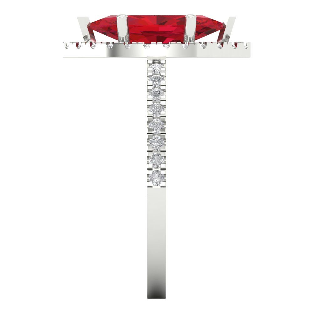 2.38 cttw Simulated Ruby Hidden Halo Engagement Ring - Solid White Gold  (VVS1, Marquise Cut,12x6mm )