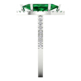 2.38 ct Brilliant Marquise Cut Simulated Emerald Stone White Gold Halo Solitaire with Accents Ring