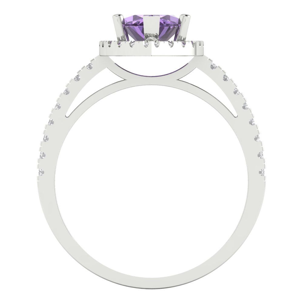 2.38 cttw Simulated Alexandrite Hidden Halo Engagement Ring - Solid White Gold  (VVS1, Marquise Cut,12x6mm )