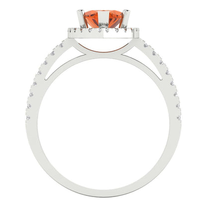 2.38 cttw Simulated Ruby Hidden Halo Engagement Ring - Solid White Gold  (VVS1, Marquise Cut,12x6mm )