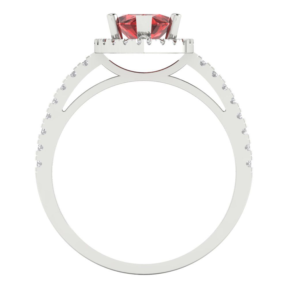 2.38 cttw Natural Garnet Hidden Halo Engagement Ring - Solid White Gold  (VVS1, Marquise Cut,12x6mm )