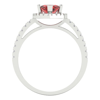 2.38 cttw Natural Garnet Hidden Halo Engagement Ring - Solid White Gold  (VVS1, Marquise Cut,12x6mm )