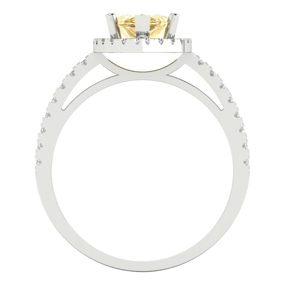 2.38 cttw Zirconia Simulated Yellow Diamond Hidden Halo Engagement Ring - Solid Gold (VVS1, Marquise Cut,12x6mm )