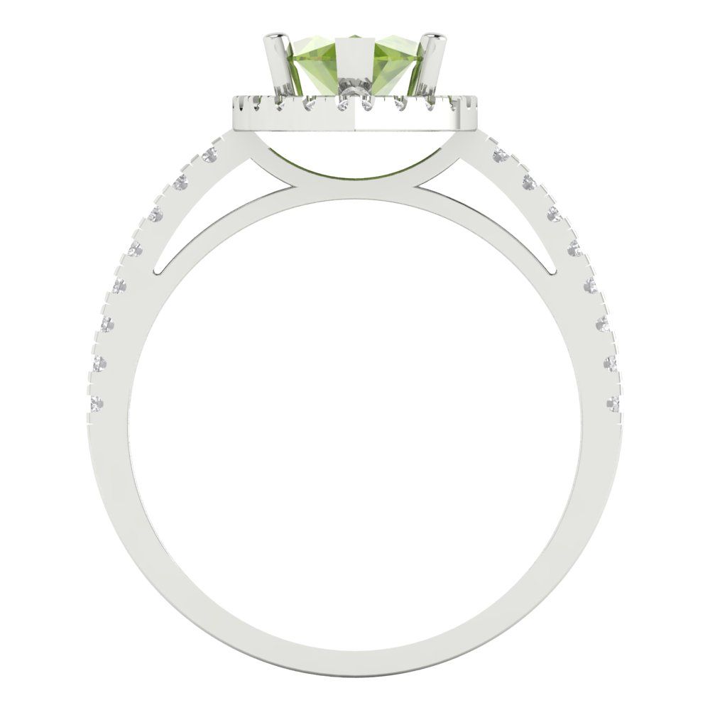 2.38 cttw Natural Peridot Hidden Halo Engagement Ring - Solid White Gold  (VVS1, Marquise Cut,12x6mm )