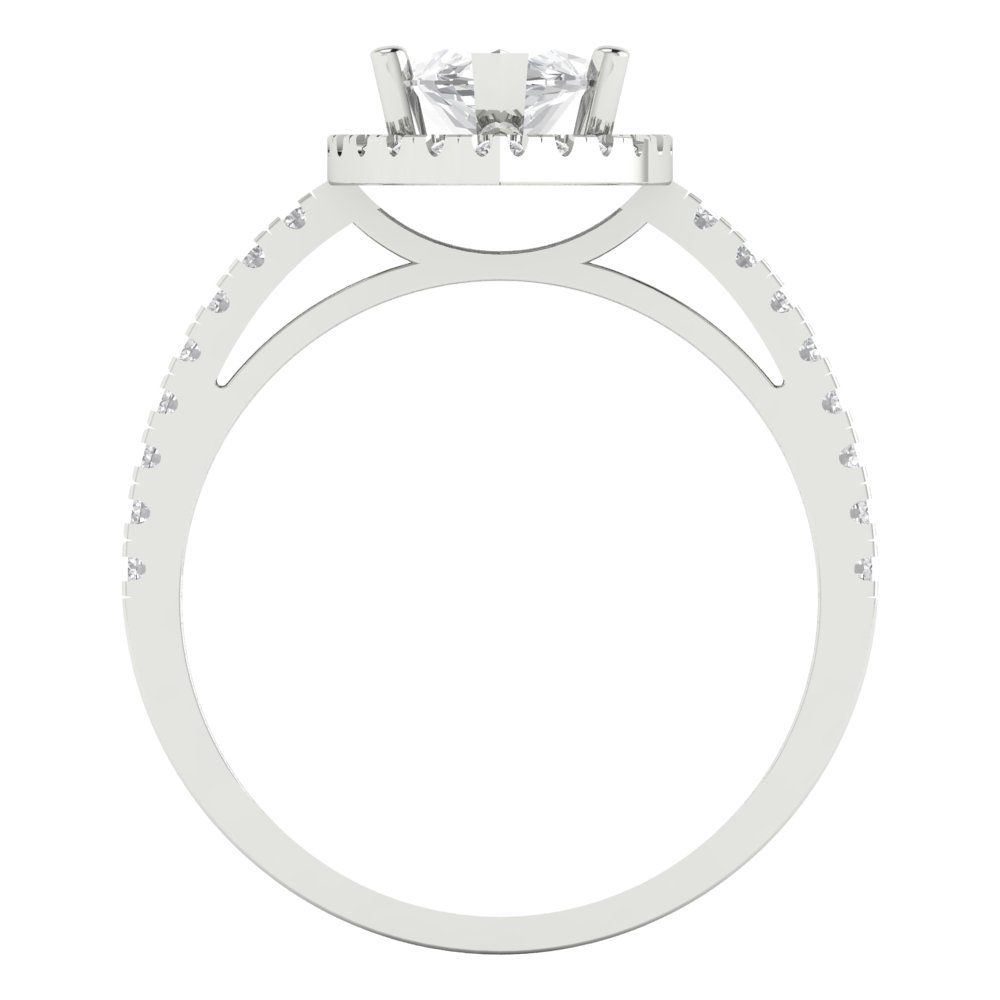 2.38 cttw Moissanite Hidden Halo Engagement Ring - Solid White Gold  (VVS1, Marquise Cut,12x6mm )