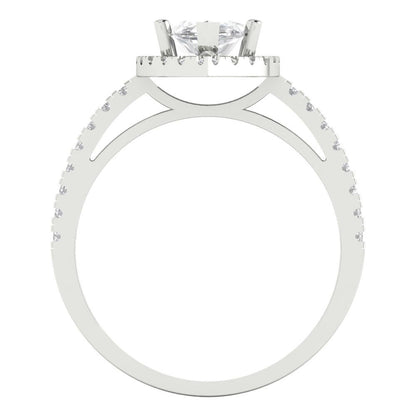 2.38 cttw White Sapphire Hidden Halo Engagement Ring - Solid White Gold  (VVS1, Marquise Cut,12x6mm )