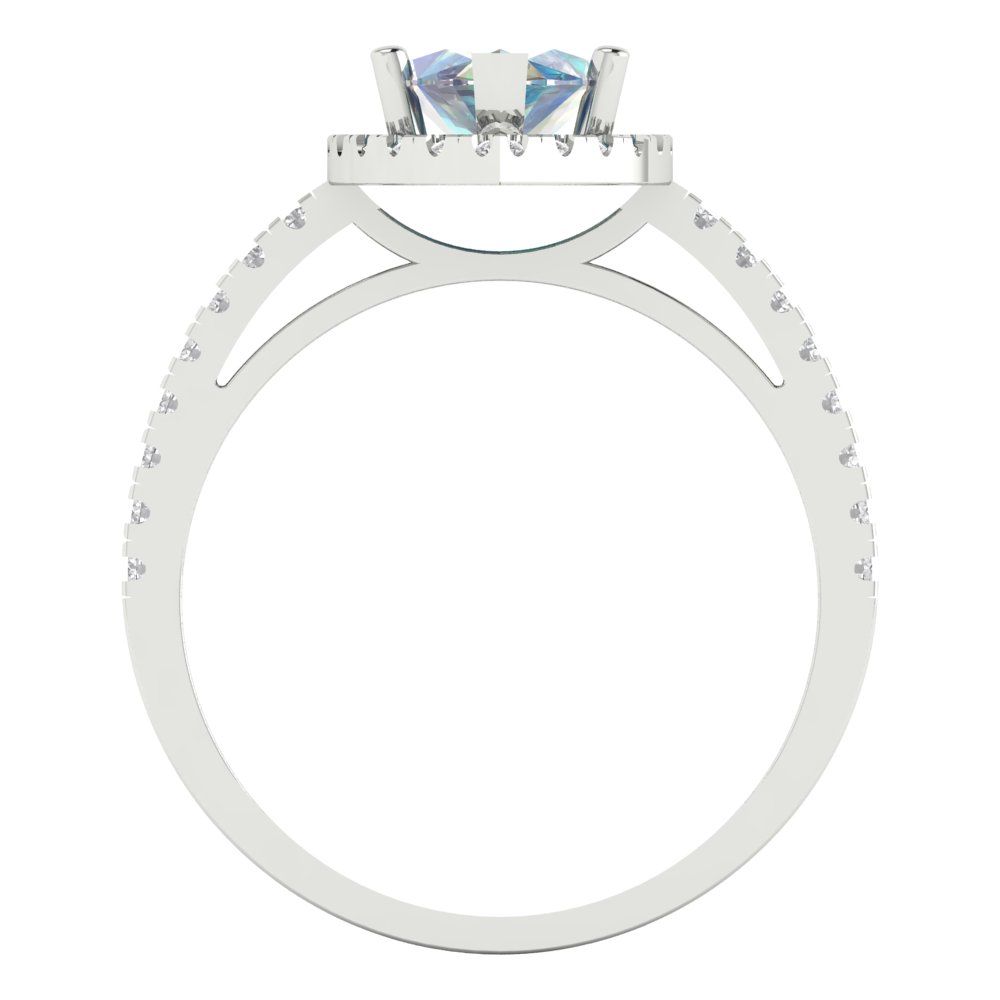 2.38 cttw Blue Moissanite Hidden Halo Engagement Ring - Solid White Gold  (VVS1, Marquise Cut,12x6mm )