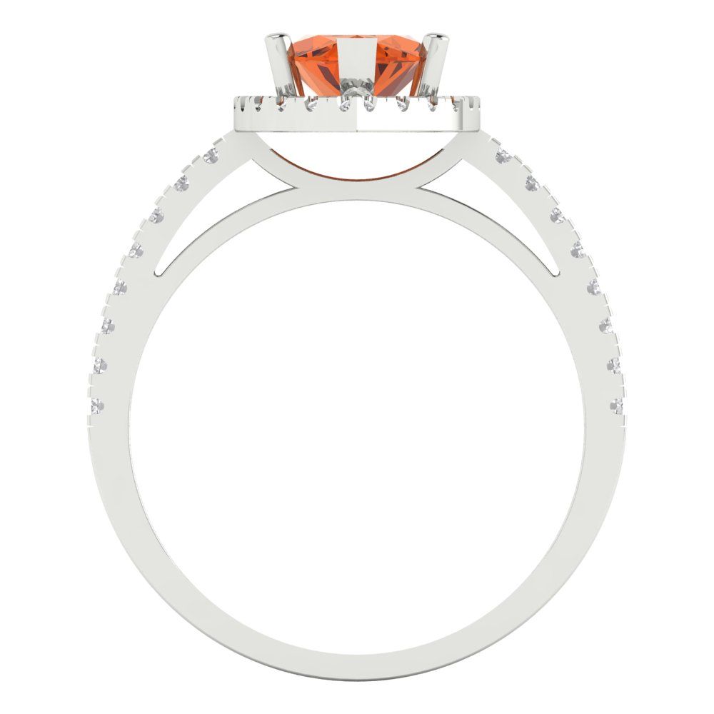 2.38 cttw Zirconia Simulated Red Diamond Hidden Halo Engagement Ring - Solid White Gold  (VVS1, Marquise Cut,12x6mm )