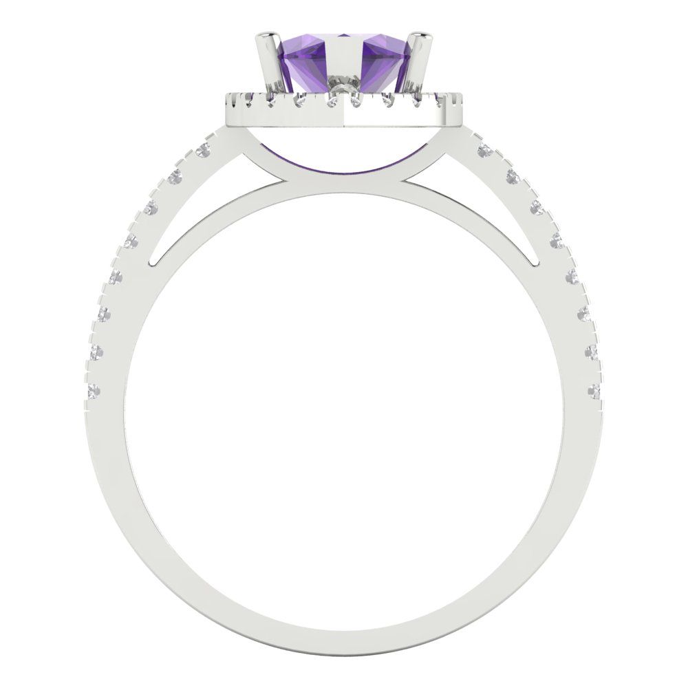 2.38 cttw Natural Amethyst Hidden Halo Engagement Ring - Solid White Gold  (VVS1, Marquise Cut,12x6mm )