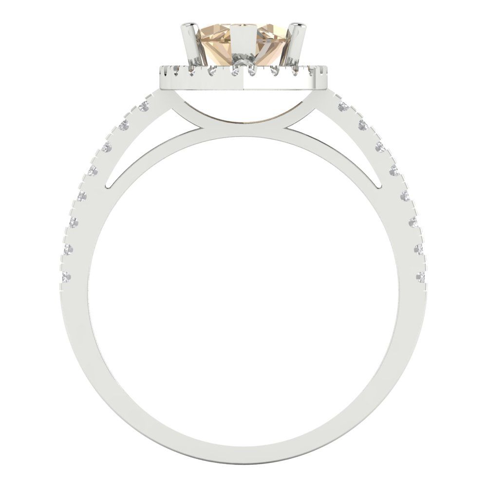 2.38 cttw Yellow Moissanite Hidden Halo Engagement Ring - Solid White Gold  (VVS1, Marquise Cut,12x6mm )