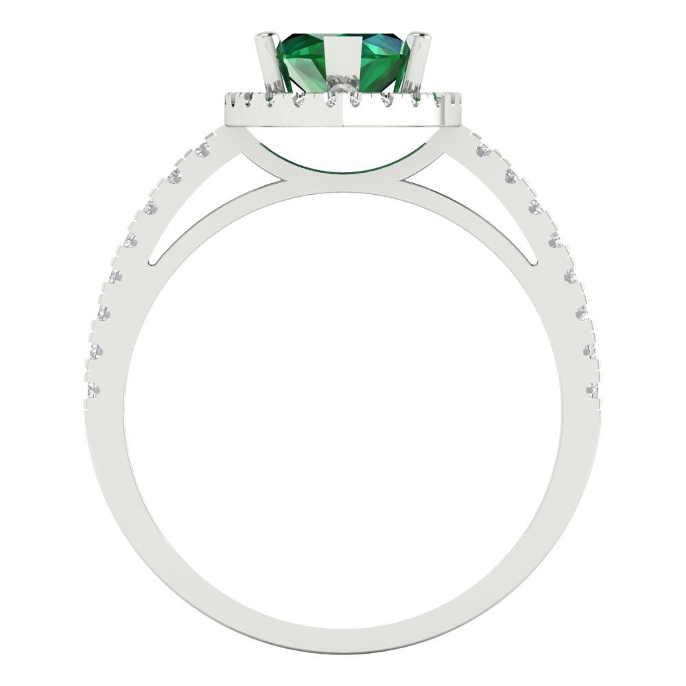 2.38 cttw Simulated Emerald Hidden Halo Engagement Ring - Solid White Gold  (VVS1, Marquise Cut,12x6mm )