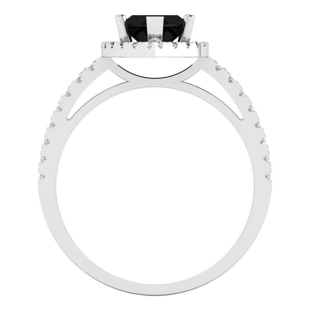 2.38 cttw Natural Onyx Hidden Halo Engagement Ring - Solid White Gold  (VVS1, Marquise Cut,12x6mm )