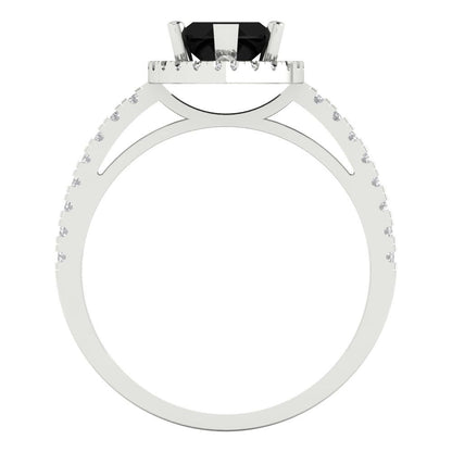 2.38 cttw Natural Onyx Hidden Halo Engagement Ring - Solid White Gold  (VVS1, Marquise Cut,12x6mm )