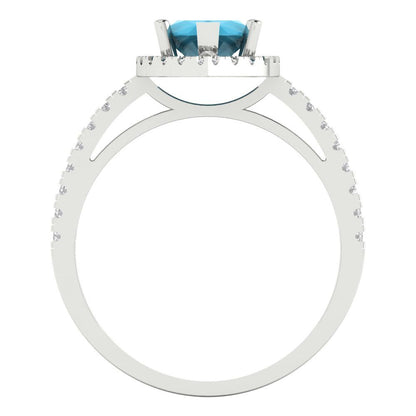 2.38 cttw Simulated Turquoise Hidden Halo Engagement Ring - Solid White Gold  (VVS1, Marquise Cut,12x6mm )