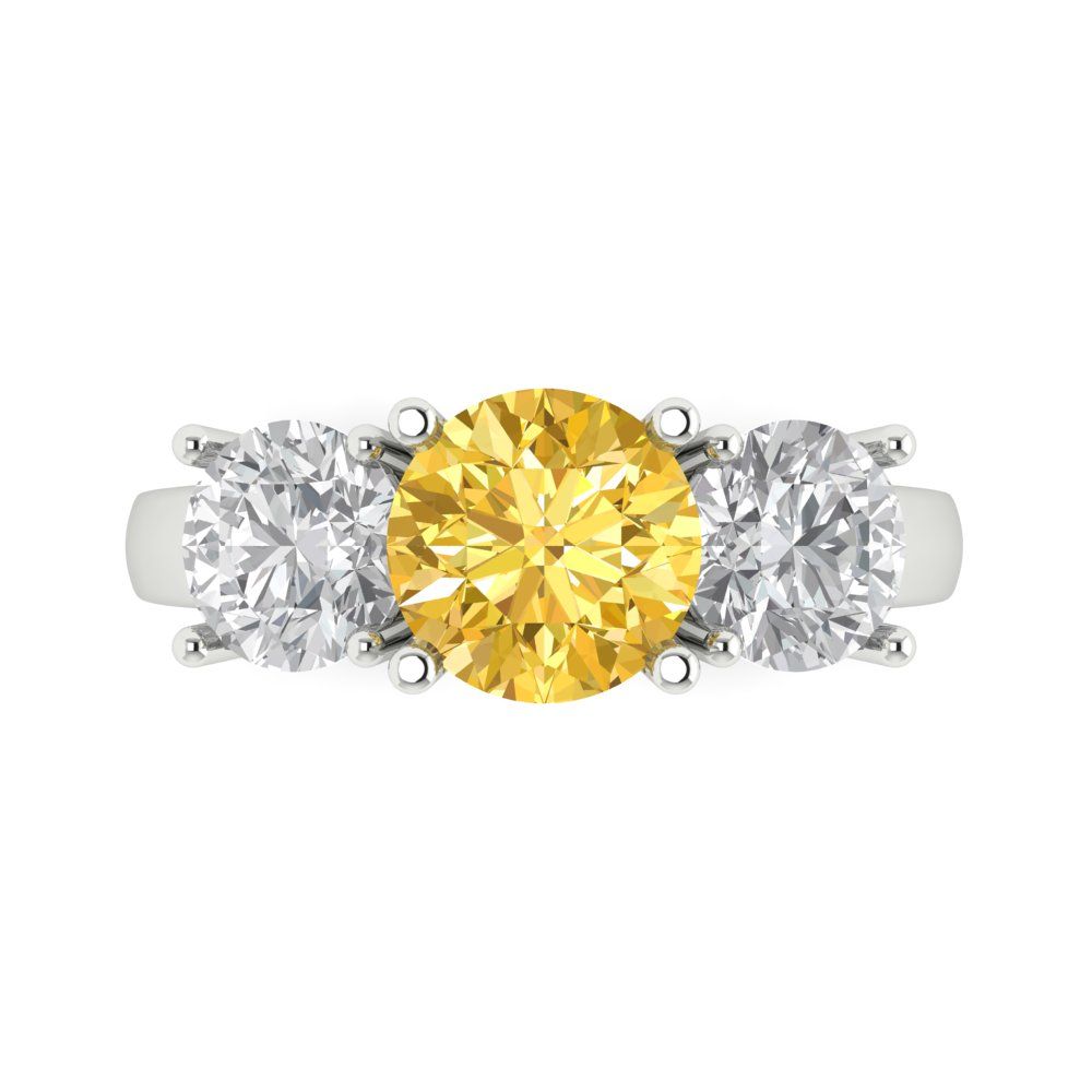 2.5 cttw Natural Citrine Three-Stone Engagement Ring - Solid Gold (Round Cut,7.5mm)