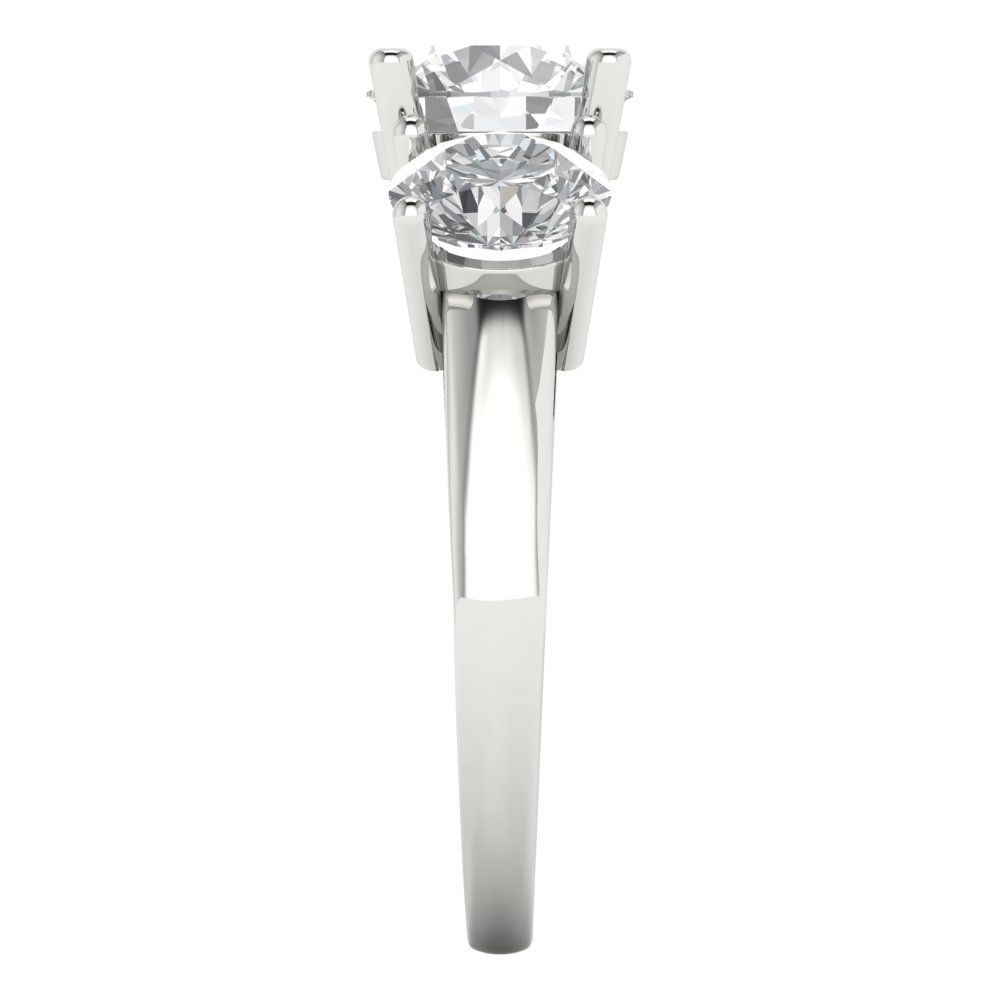 2.5 cttw Zirconia Simulated Diamond Three-Stone Engagement Ring - Solid Gold (VVS1, Round Cut,7.5mm)