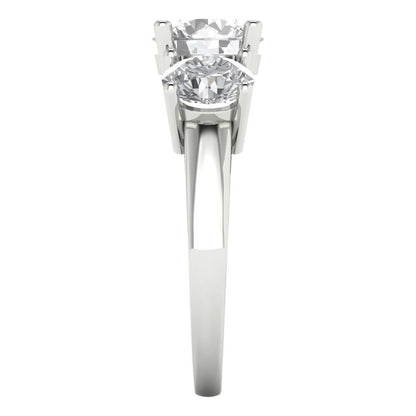 2.5 cttw Zirconia Simulated Diamond Three-Stone Engagement Ring - Solid Gold (VVS1, Round Cut,7.5mm)