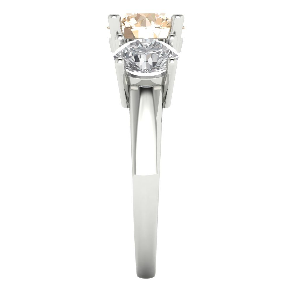 2.5 cttw Natural Morganite Three-Stone Engagement Ring - Solid Gold (Round Cut,7.5mm)