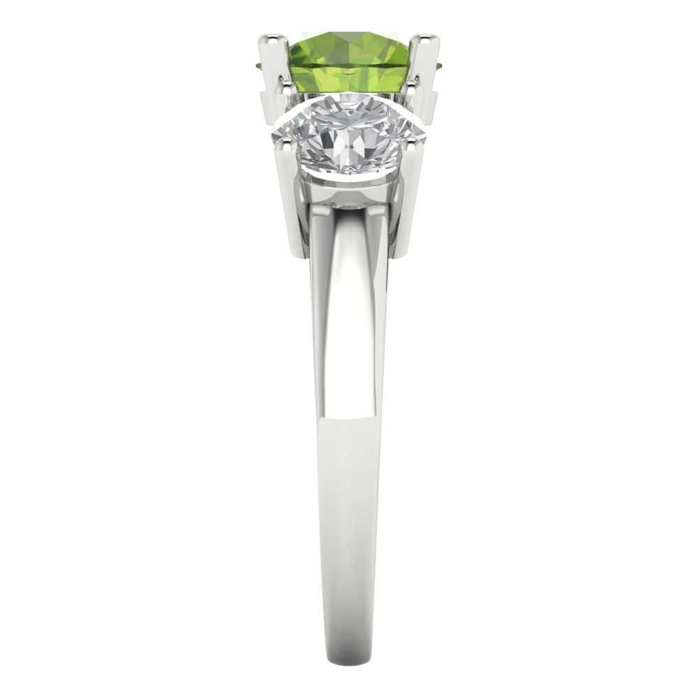 2.5 cttw Natural Peridot Three-Stone Engagement Ring - Solid Gold (Round Cut,7.5mm)