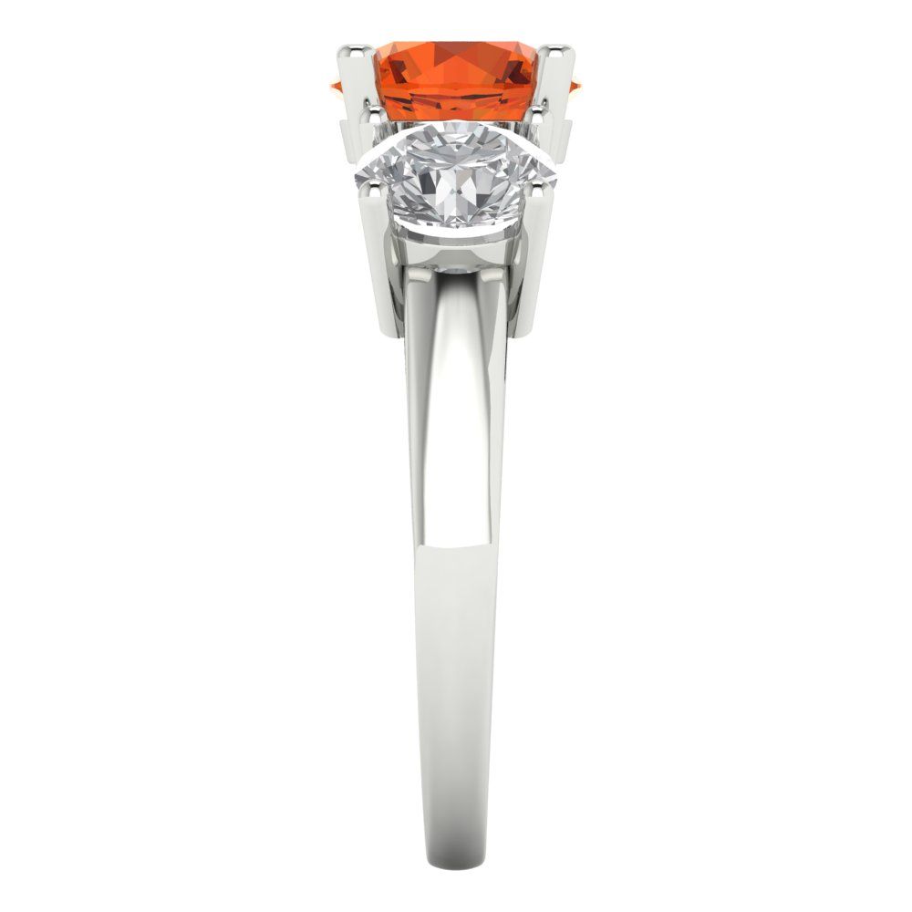 2.5 cttw Zirconia Simulated Red Diamond Three-Stone Engagement Ring - Solid Gold (VVS1, Round Cut,7.5mm)