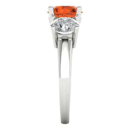 2.5 cttw Zirconia Simulated Red Diamond Three-Stone Engagement Ring - Solid Gold (VVS1, Round Cut,7.5mm)