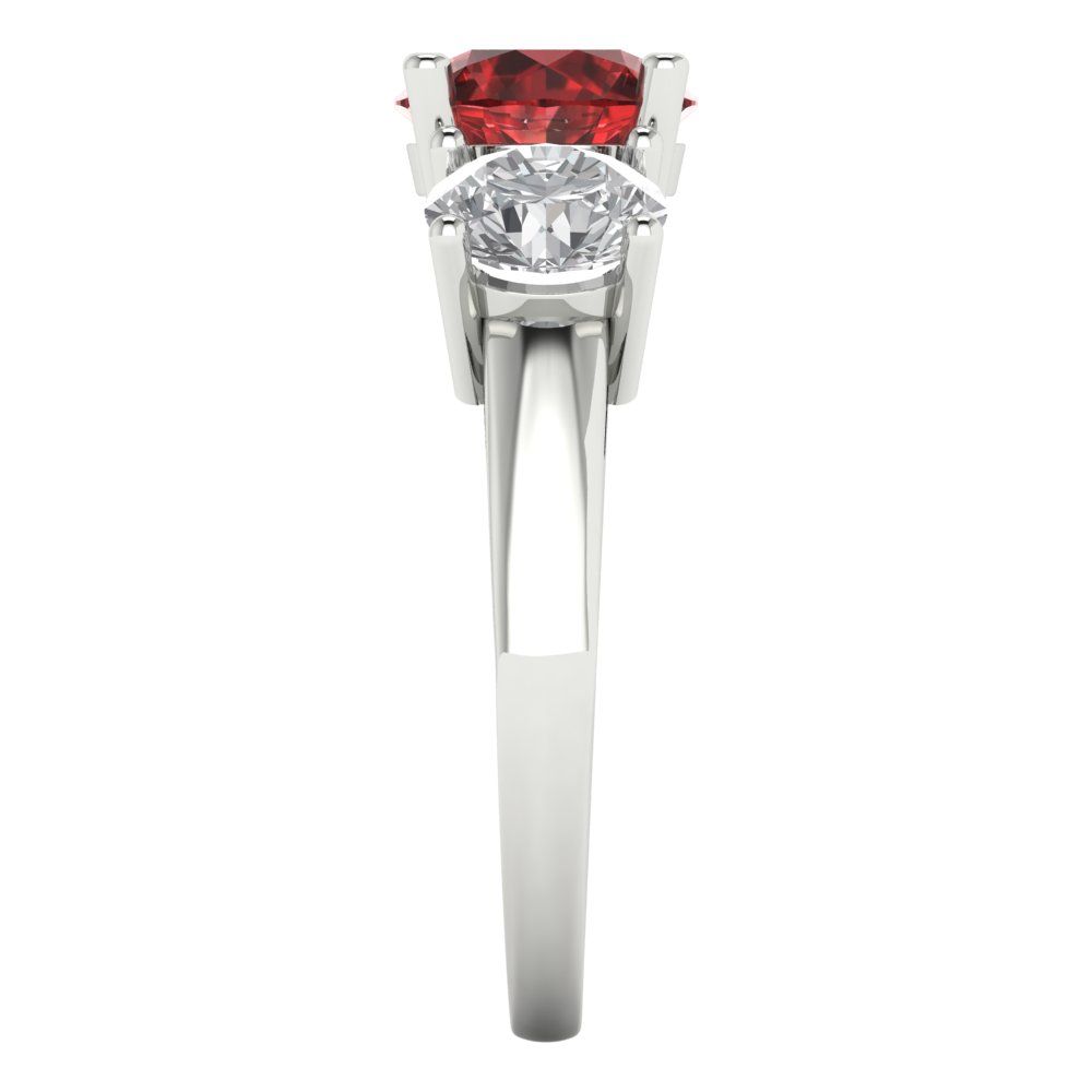 2.5 cttw Natural Garnet Three-Stone Engagement Ring - Solid Gold (Round Cut,7.5mm)