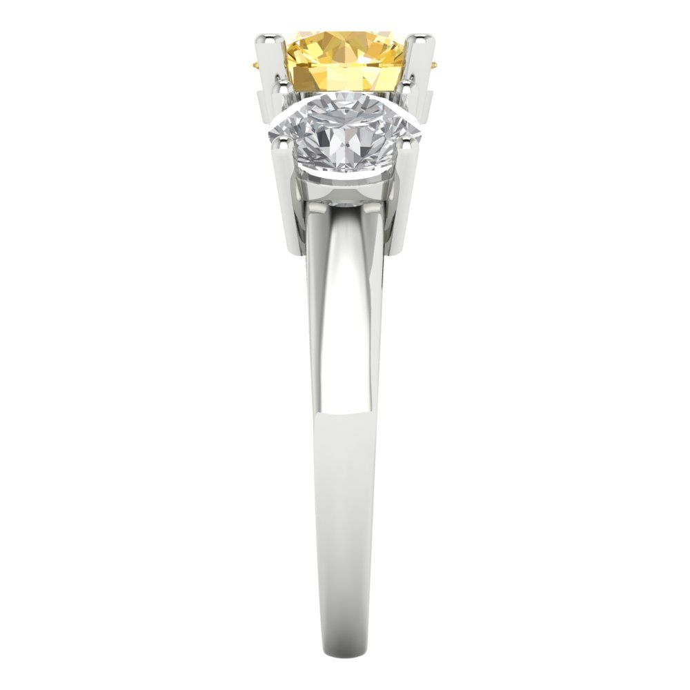 2.5 cttw Natural Citrine Three-Stone Engagement Ring - Solid Gold (Round Cut,7.5mm)