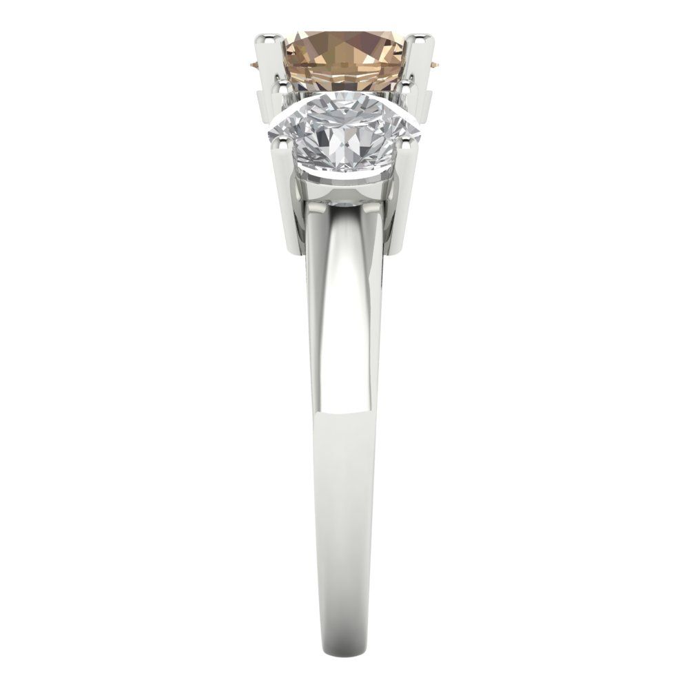 2.5 cttw Yellow Moissanite Three-Stone Engagement Ring - Solid Gold (Round Cut,7.5mm)