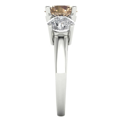 2.5 cttw Yellow Moissanite Three-Stone Engagement Ring - Solid Gold (Round Cut,7.5mm)