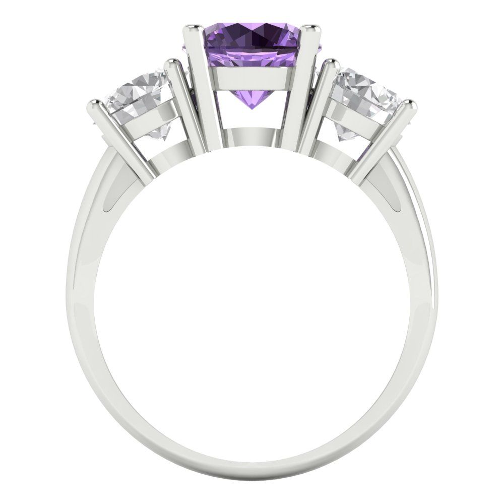 2.5 cttw Simulated Alexandrite Three-Stone Engagement Ring - Solid Gold (Round Cut,7.5mm)