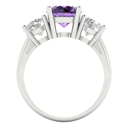 2.5 cttw Simulated Alexandrite Three-Stone Engagement Ring - Solid Gold (Round Cut,7.5mm)
