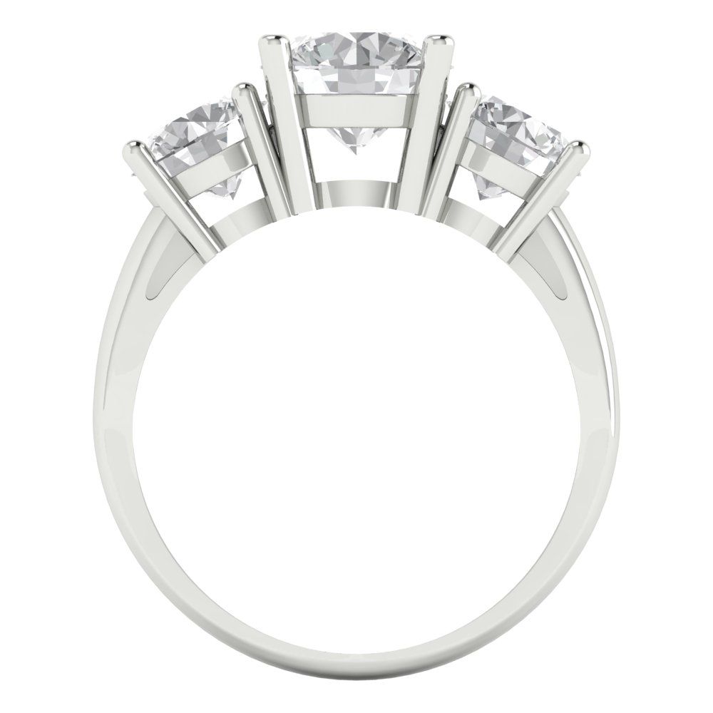 2.5 cttw Certified Moissanite Three-Stone Engagement Ring - Solid Gold (VVS1, D-F,Round Cut,7.5mm)