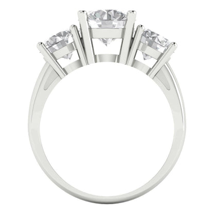 2.5 cttw Certified Moissanite Three-Stone Engagement Ring - Solid Gold (VVS1, D-F,Round Cut,7.5mm)