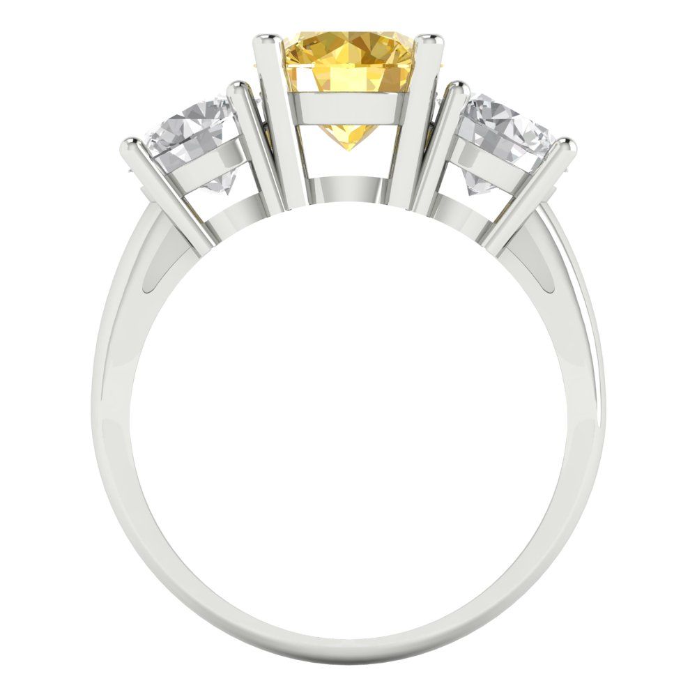 2.5 cttw Natural Citrine Three-Stone Engagement Ring - Solid Gold (Round Cut,7.5mm)