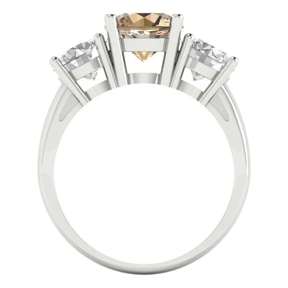 2.5 cttw Yellow Moissanite Three-Stone Engagement Ring - Solid Gold (Round Cut,7.5mm)