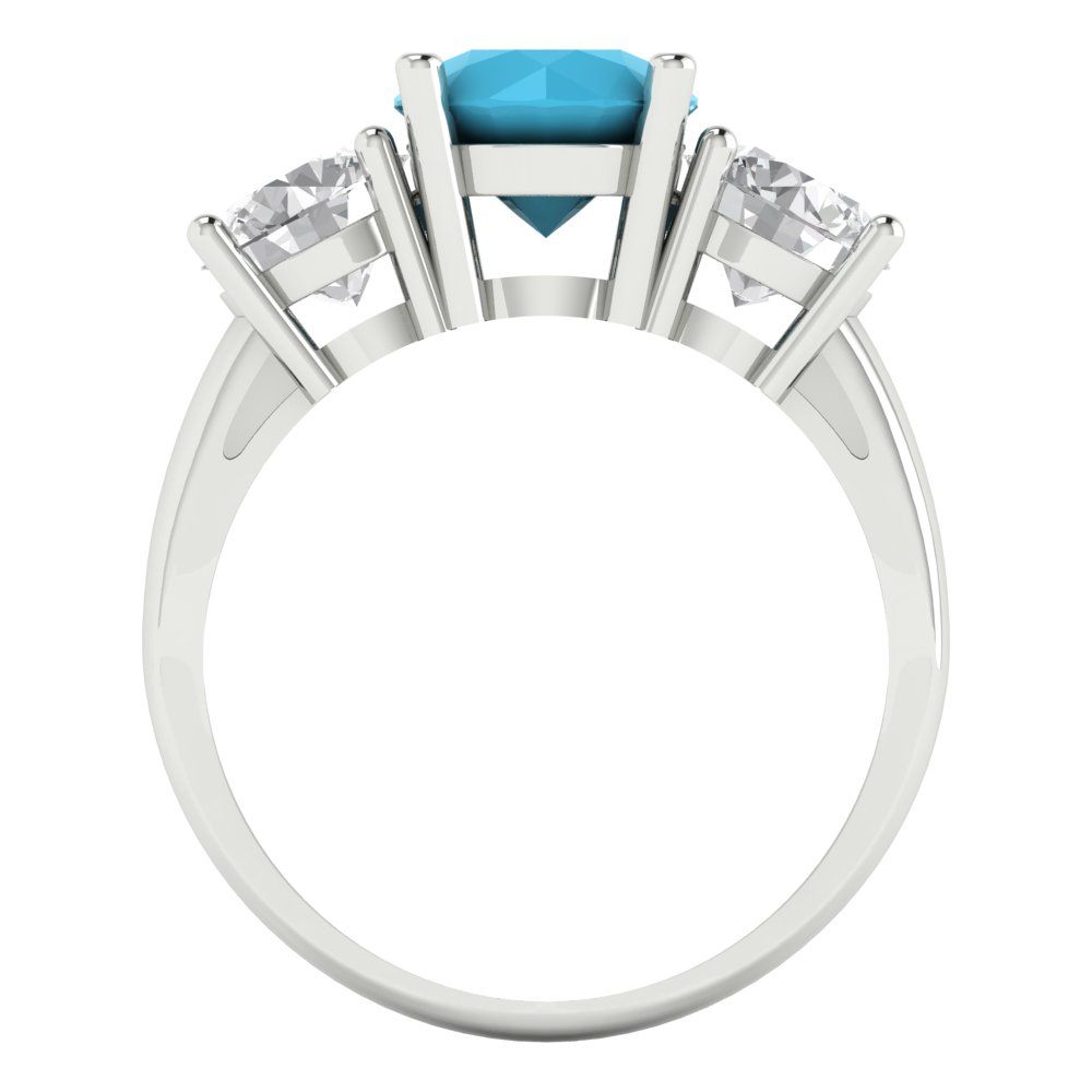 2.5 cttw Simulated Turquoise Three-Stone Engagement Ring - Solid Gold (Round Cut,7.5mm)