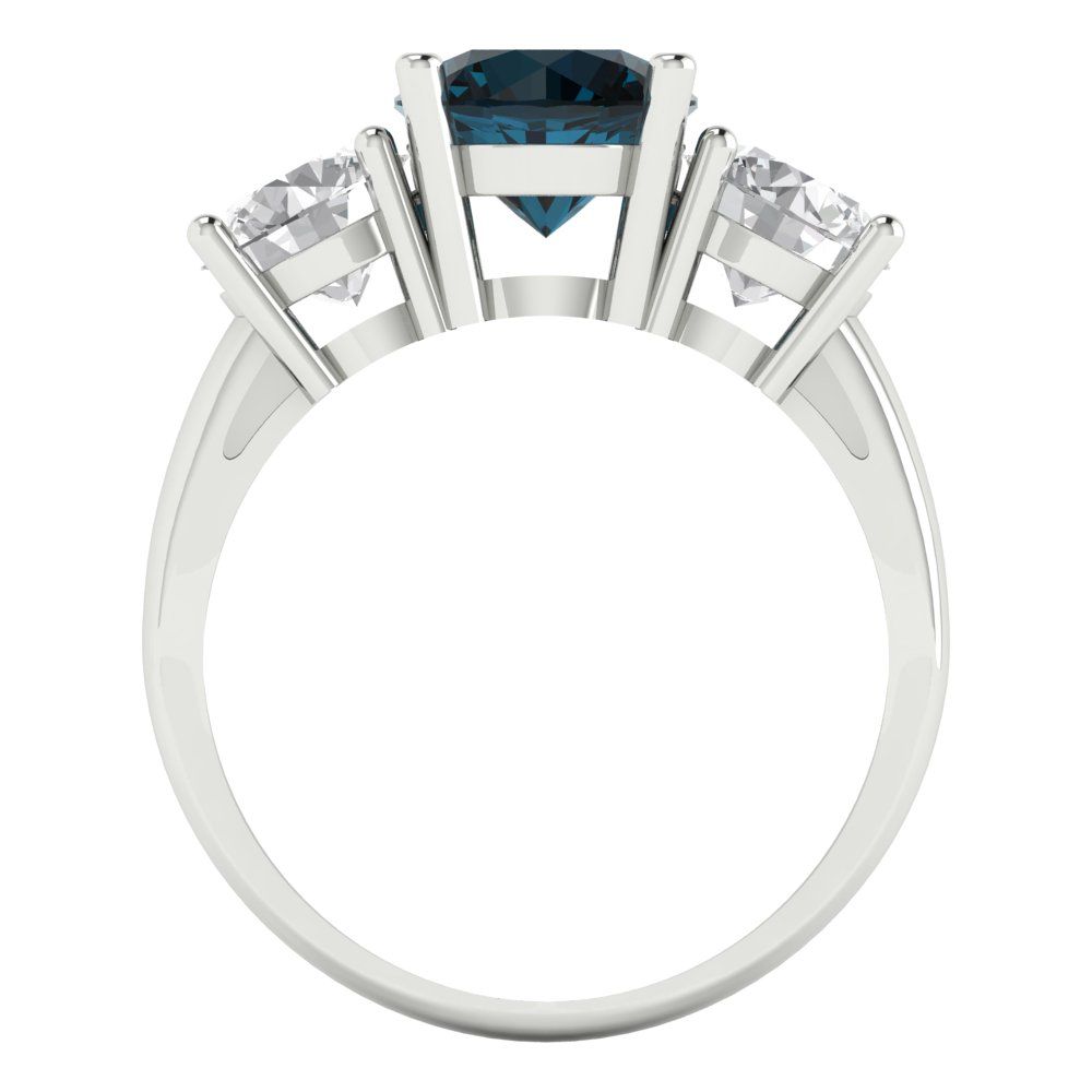 2.5 cttw Natural London Blue Topaz Three-Stone Engagement Ring - Solid Gold (Round Cut,7.5mm)