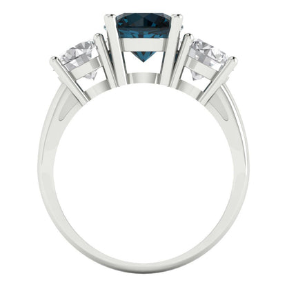2.5 cttw Natural London Blue Topaz Three-Stone Engagement Ring - Solid Gold (Round Cut,7.5mm)