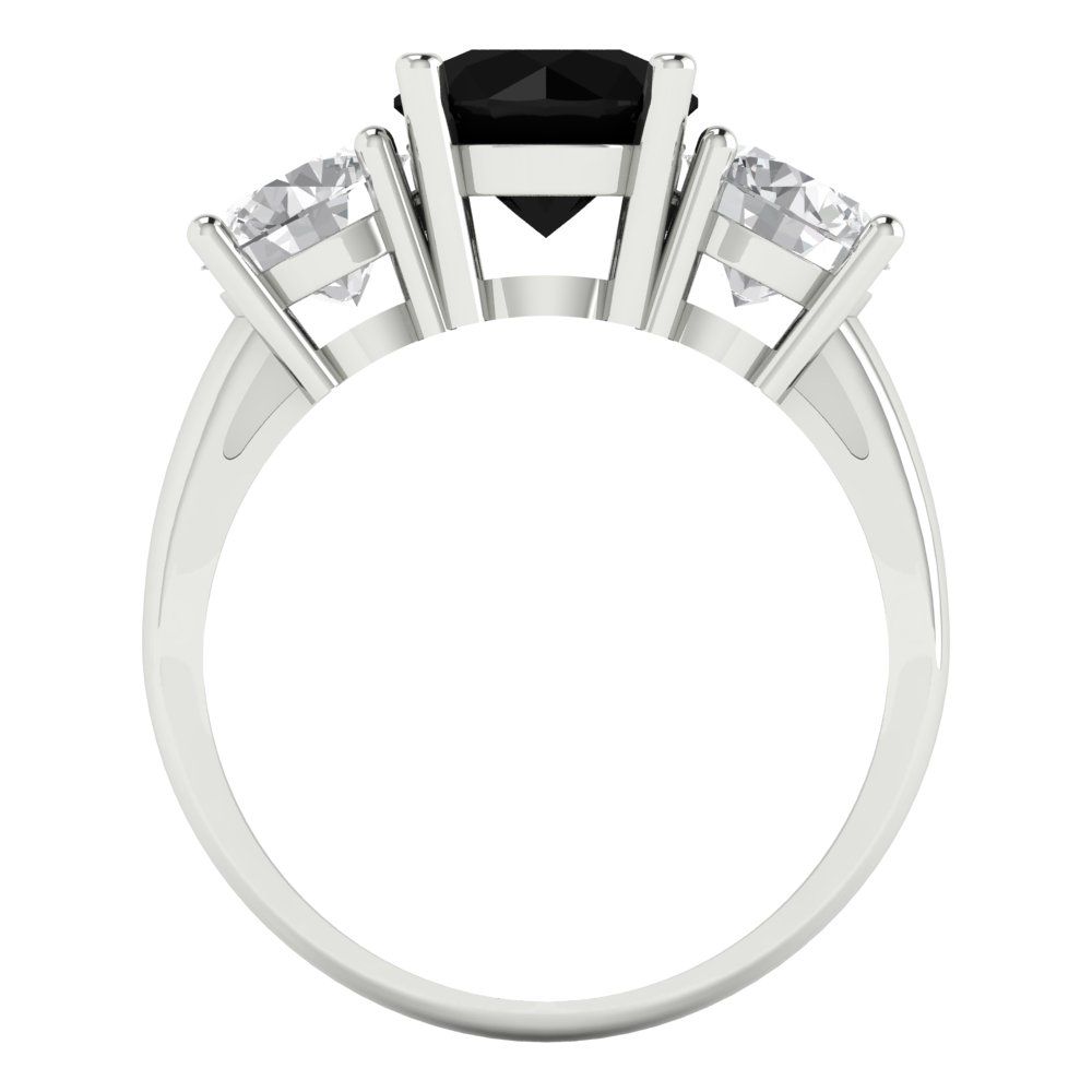 2.5 cttw Natural Onyx Three-Stone Engagement Ring - Solid Gold (Round Cut,7.5mm)