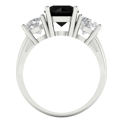2.5 cttw Natural Onyx Three-Stone Engagement Ring - Solid Gold (Round Cut,7.5mm)