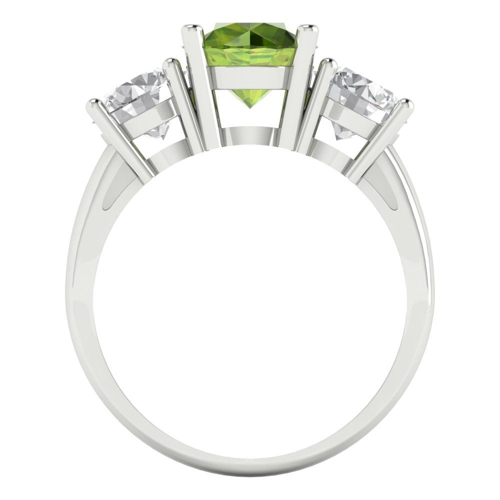 2.5 cttw Natural Peridot Three-Stone Engagement Ring - Solid Gold (Round Cut,7.5mm)