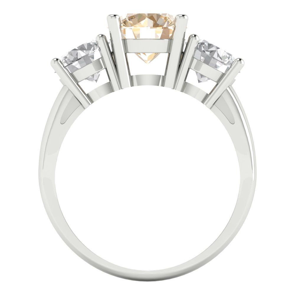 2.5 cttw Natural Morganite Three-Stone Engagement Ring - Solid Gold (Round Cut,7.5mm)