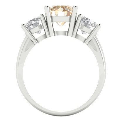 2.5 cttw Natural Morganite Three-Stone Engagement Ring - Solid Gold (Round Cut,7.5mm)
