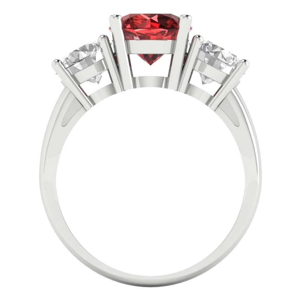 2.5 cttw Natural Garnet Three-Stone Engagement Ring - Solid Gold (Round Cut,7.5mm)
