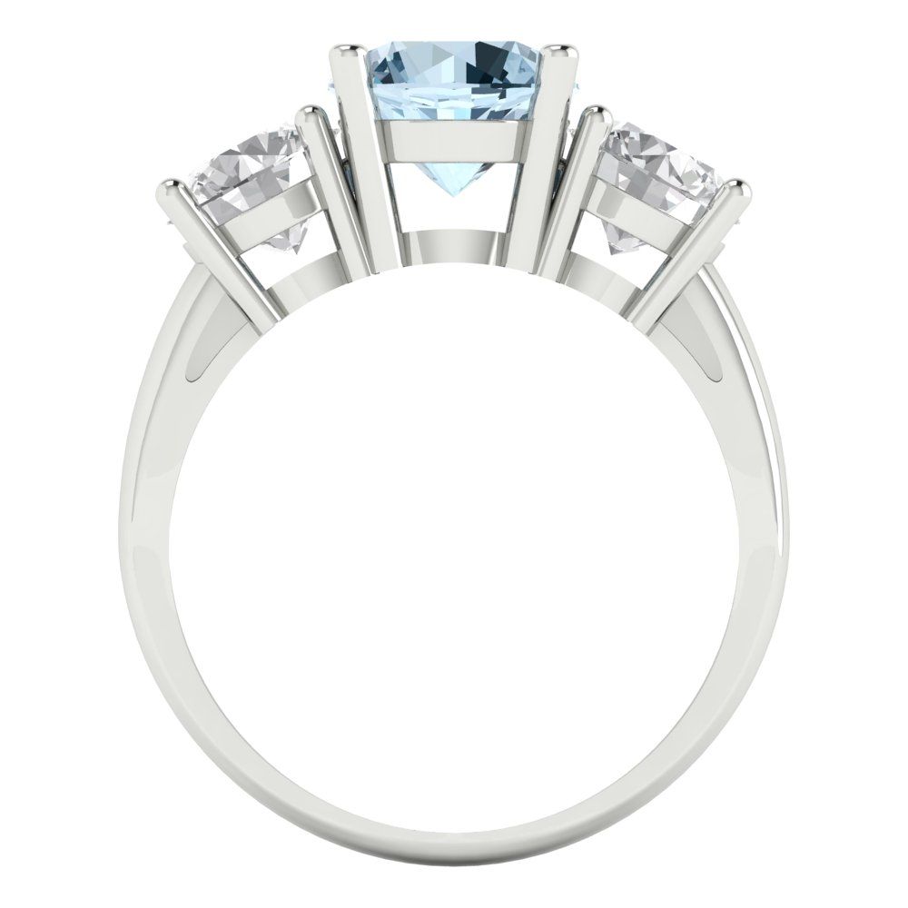 2.5 cttw Zirconia Simulated Blue Diamond Three-Stone Engagement Ring - Solid Gold (VVS1, Round Cut,7.5mm)