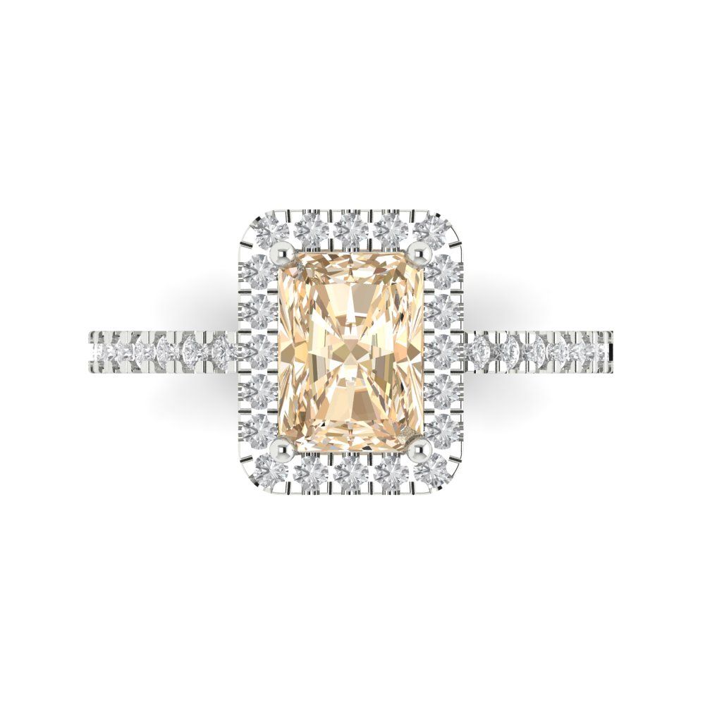 1.86 cttw Natural Morganite Hidden Halo Engagement Ring - Solid Gold (Emerald Cut,7.5x5.5mm)