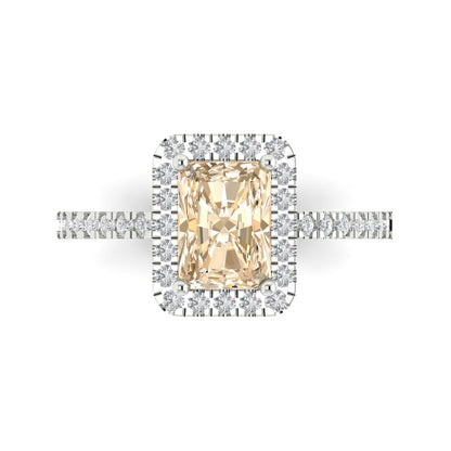 1.86 cttw Natural Morganite Hidden Halo Engagement Ring - Solid Gold (Emerald Cut,7.5x5.5mm)