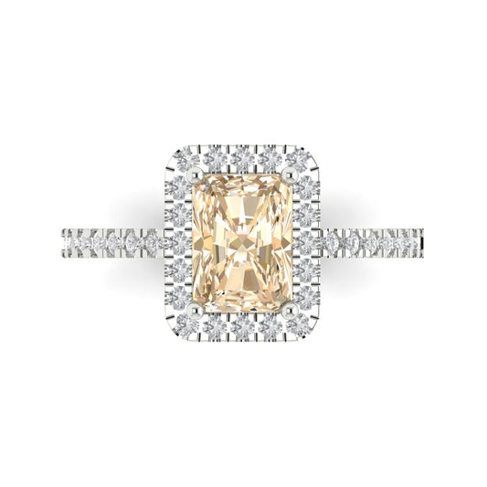 1.86 cttw Natural Morganite Hidden Halo Engagement Ring - Solid White Gold (VVS1, Emerald Cut,7.5x5.5mm)